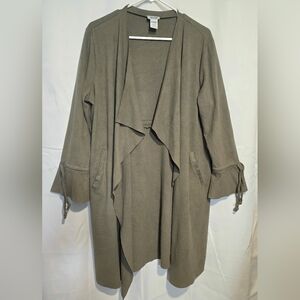 Monroe & Main Gray Trench Coat with Waterfall Lapel